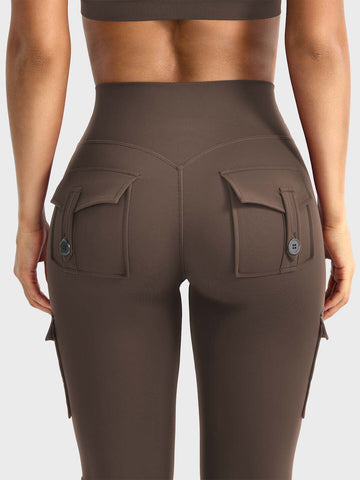 Coffee Flared Cargo Leggings
