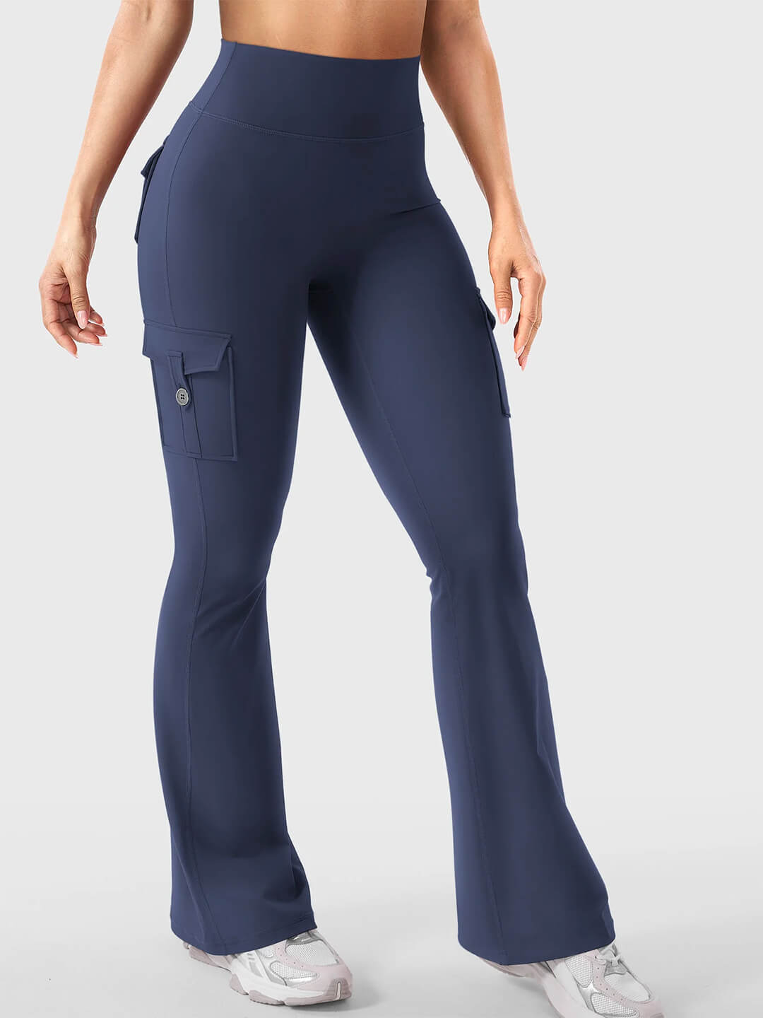 Blue Flared Cargo Leggings