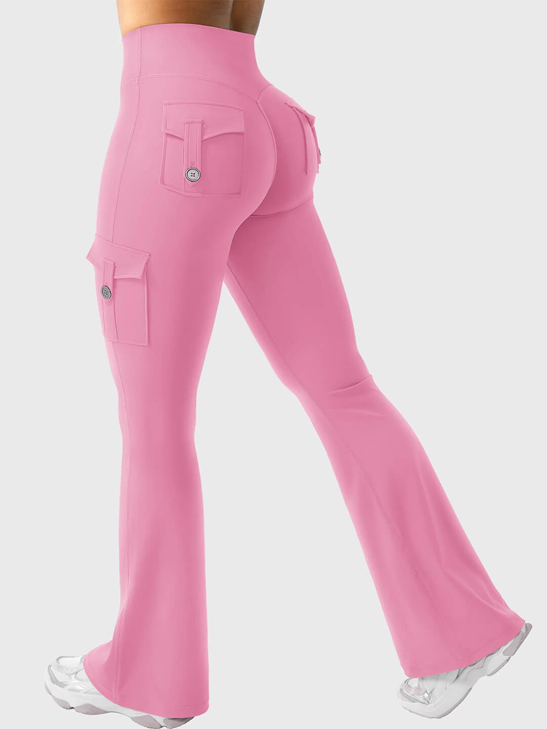 Pink Flared Cargo Leggings