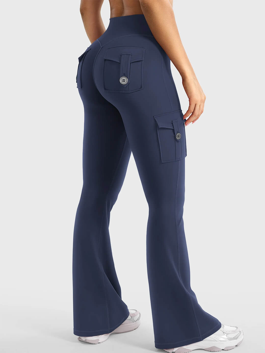 Blue Flared Cargo Leggings